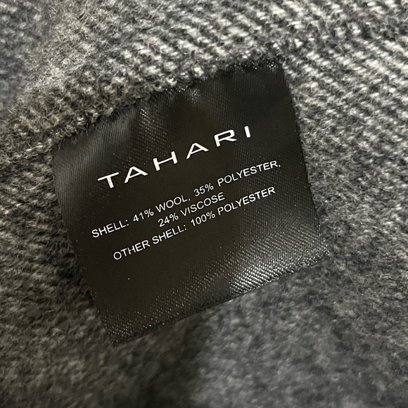 TAHARI Charcoal Gray Wool Coat size large - Picture 3 of 8